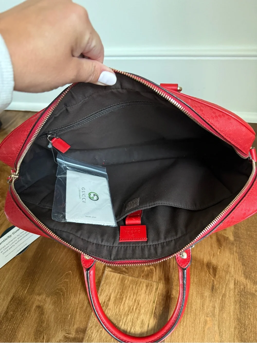 Gucci Red Leather Laptop Bag with Top Handles
